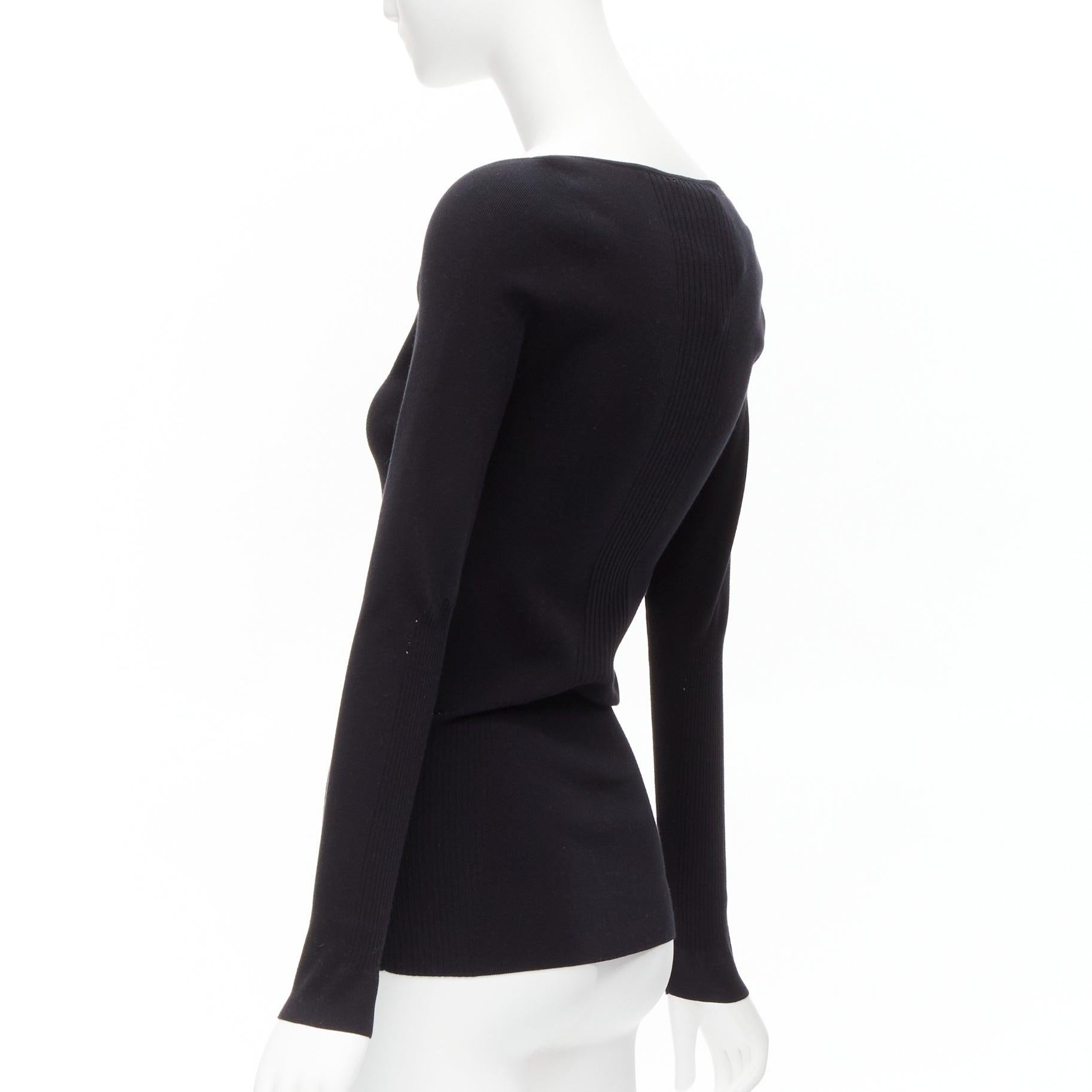 Balenciaga Demna top nero in maglia modale con scollo a cuore FR40 L. in vendita 1