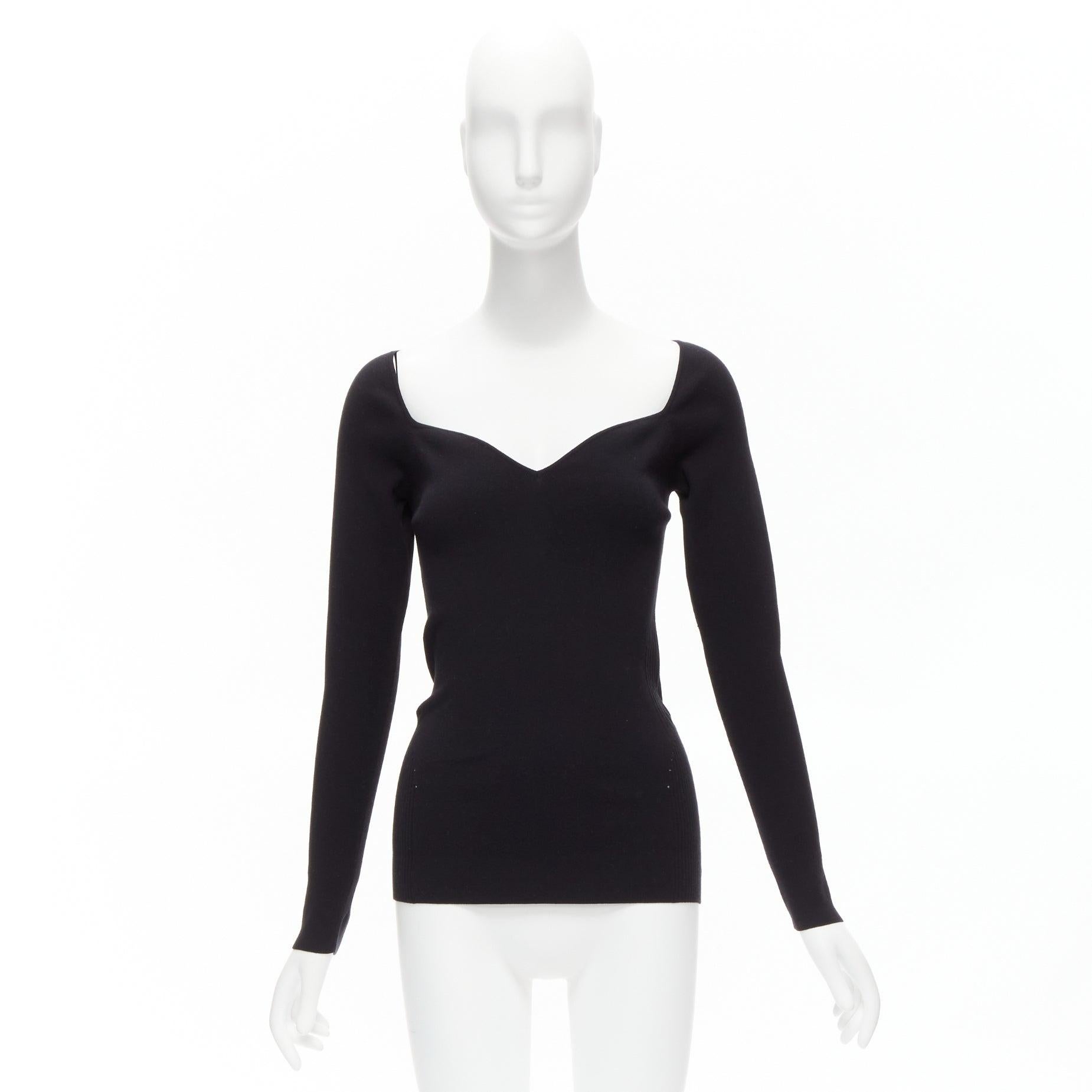 Balenciaga Demna top nero in maglia modale con scollo a cuore FR40 L. in vendita 4