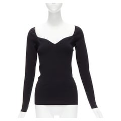 BALENCIAGA Demna Schwarzes modal gestricktes Oberteil mit Herzausschnitt aus Strick FR40 L
