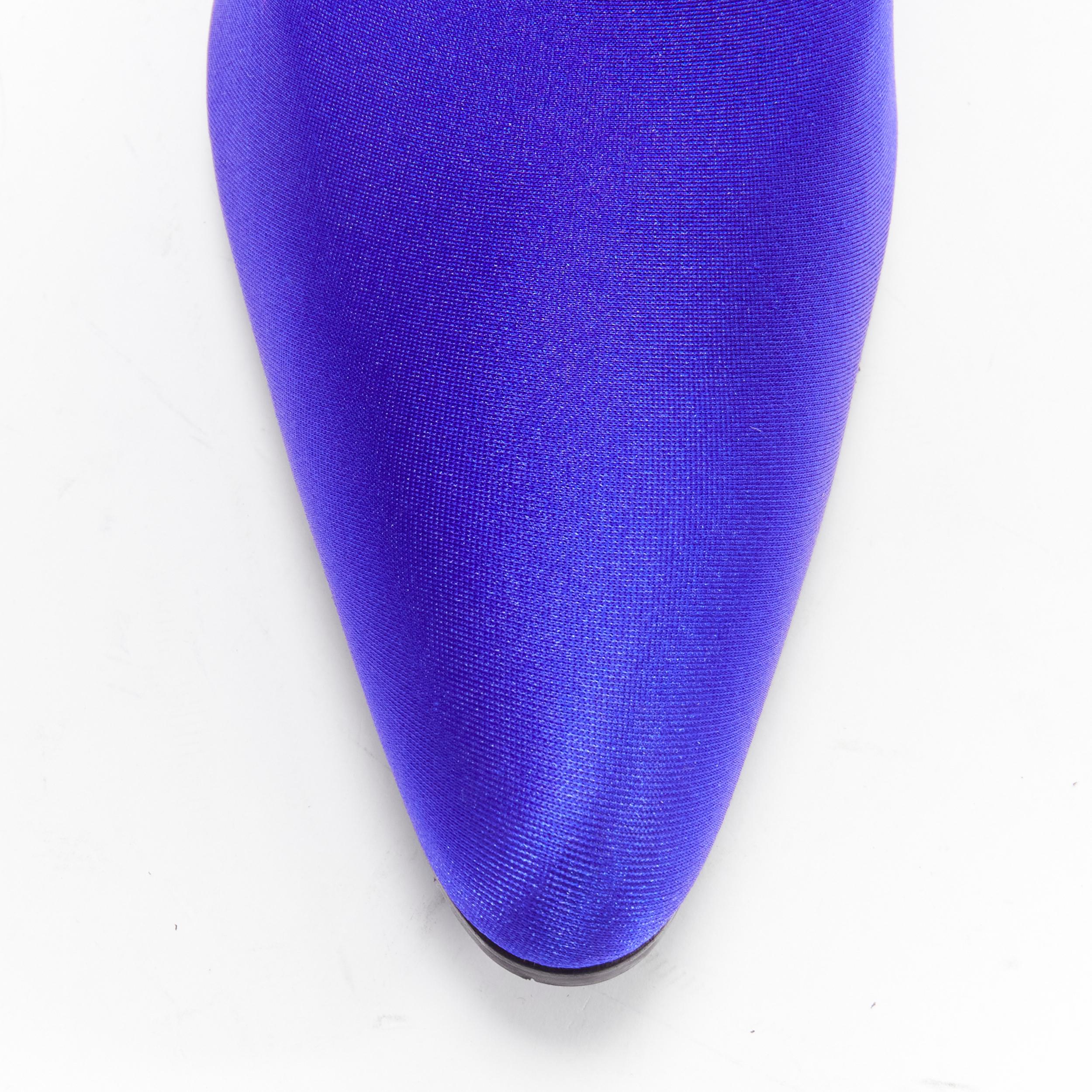 BALENCIAGA Demna blue lycra high heeled sock boots EU36 Kim Kardashian For Sale 1