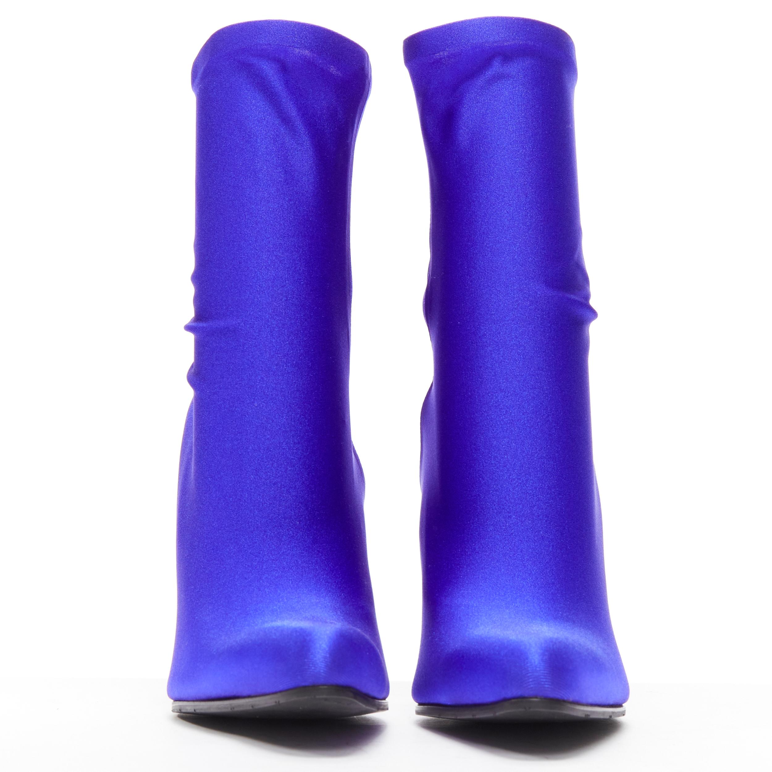 Blue BALENCIAGA Demna blue lycra high heeled sock boots EU39 Kim Kardashian For Sale