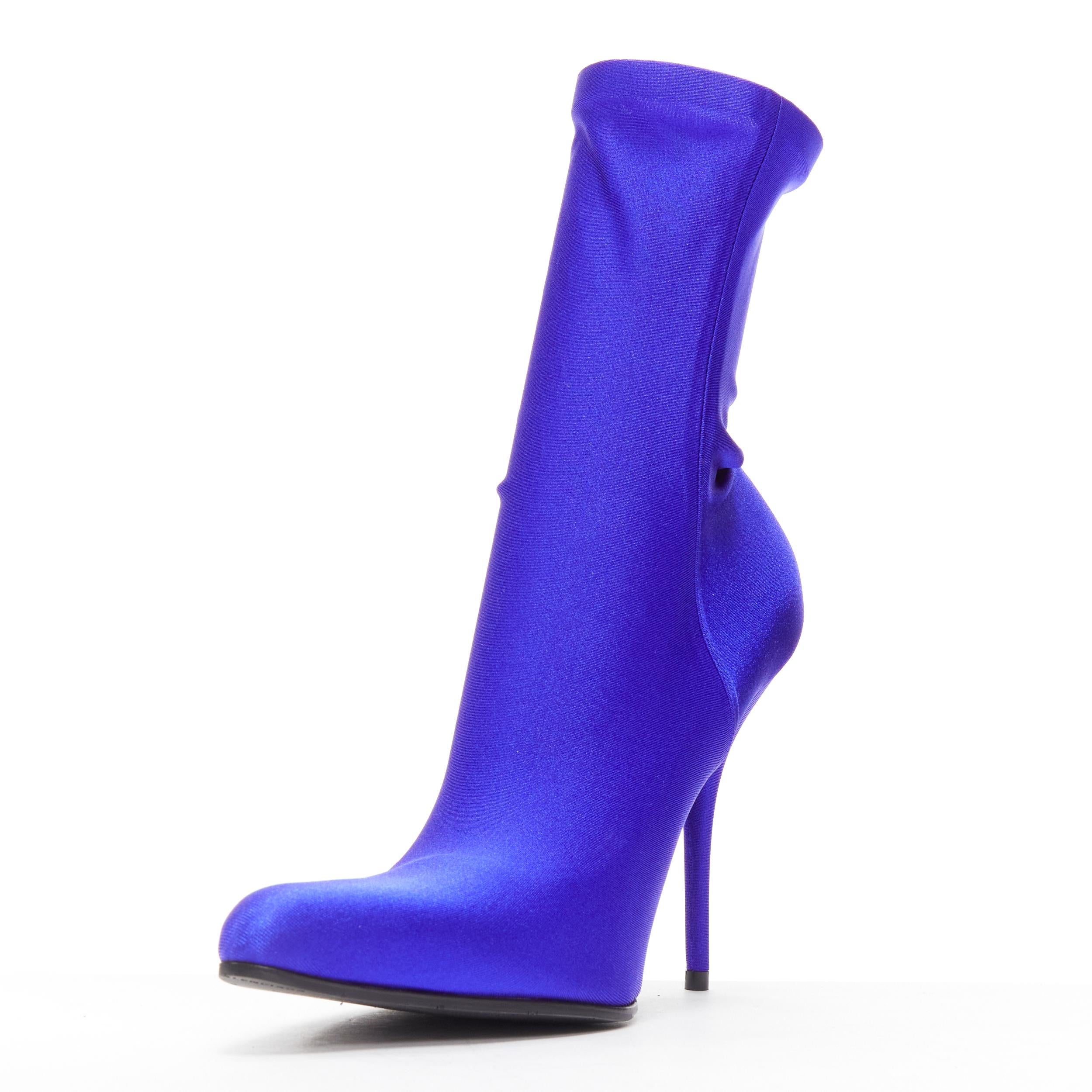 BALENCIAGA Demna blue lycra high heeled sock boots EU39 Kim Kardashian In Excellent Condition For Sale In Hong Kong, NT