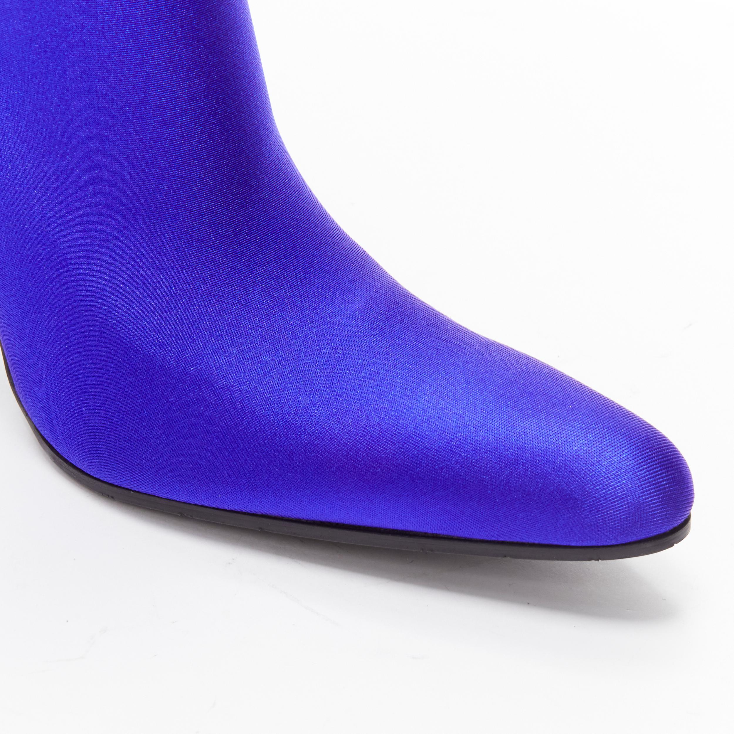 BALENCIAGA Demna blue lycra high heeled sock boots EU39 Kim Kardashian For Sale 2