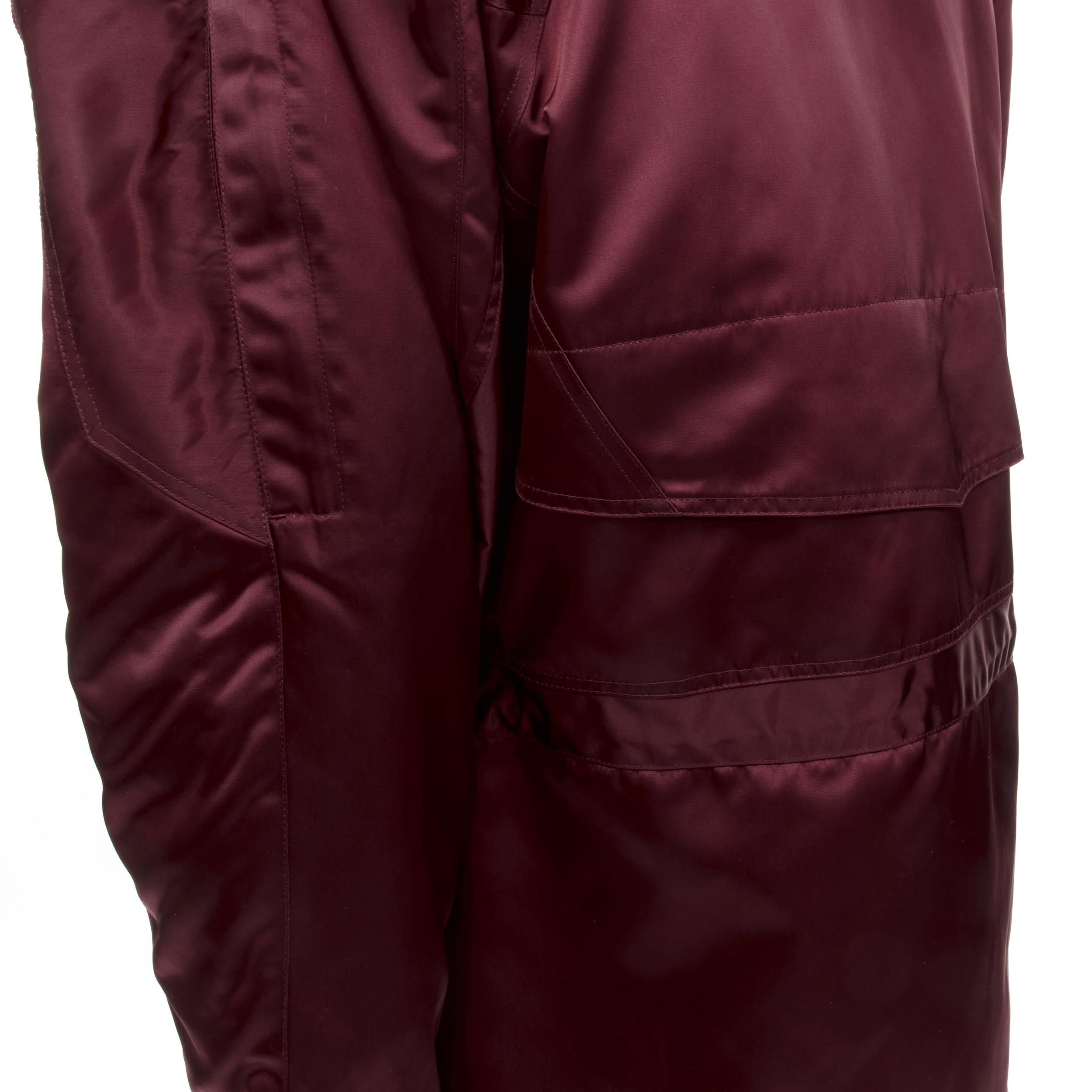 BALENCIAGA Demna burgundy red oversized hooded quilted ski jacket coat For Sale 4