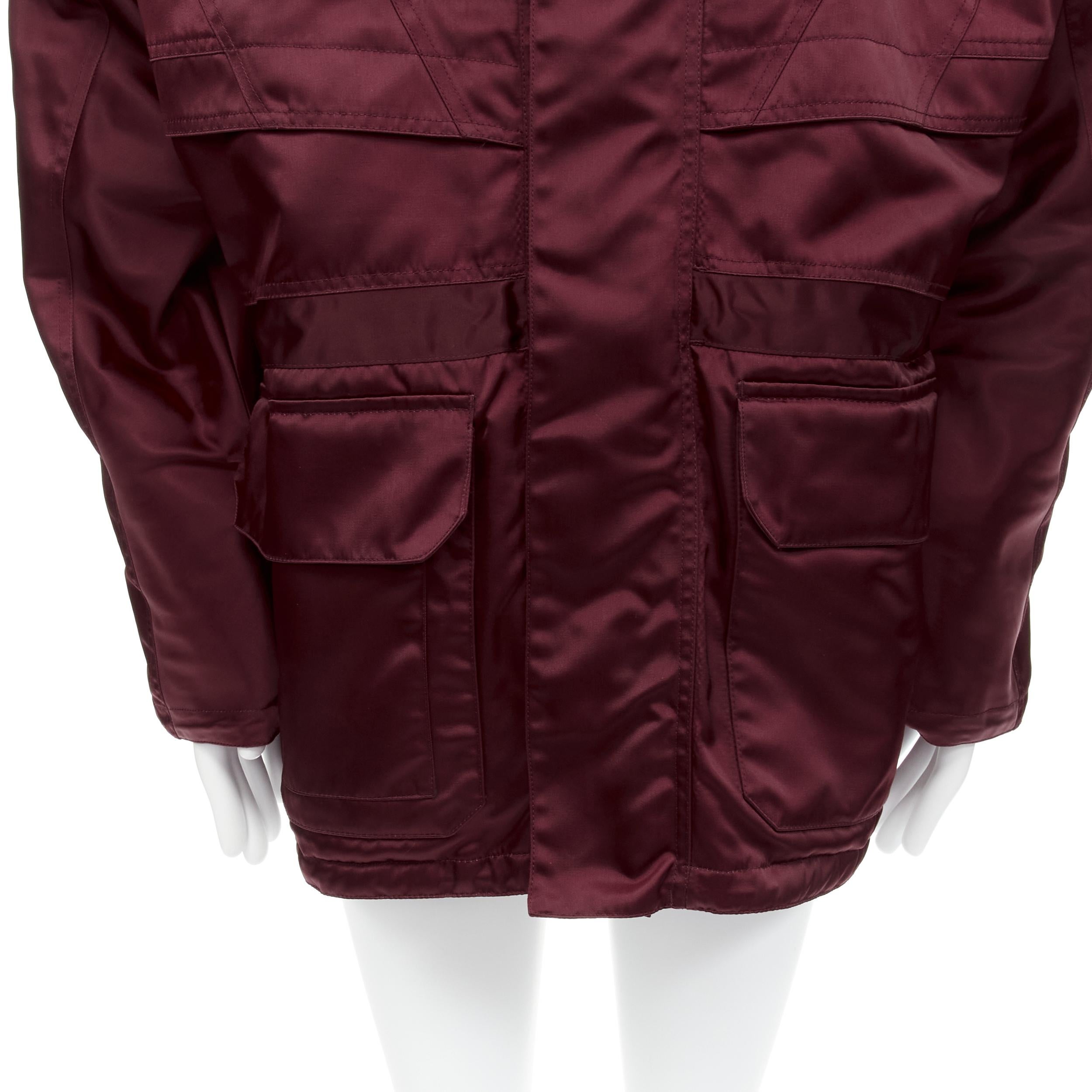 BALENCIAGA Demna burgundy red oversized hooded quilted ski jacket coat For Sale 5