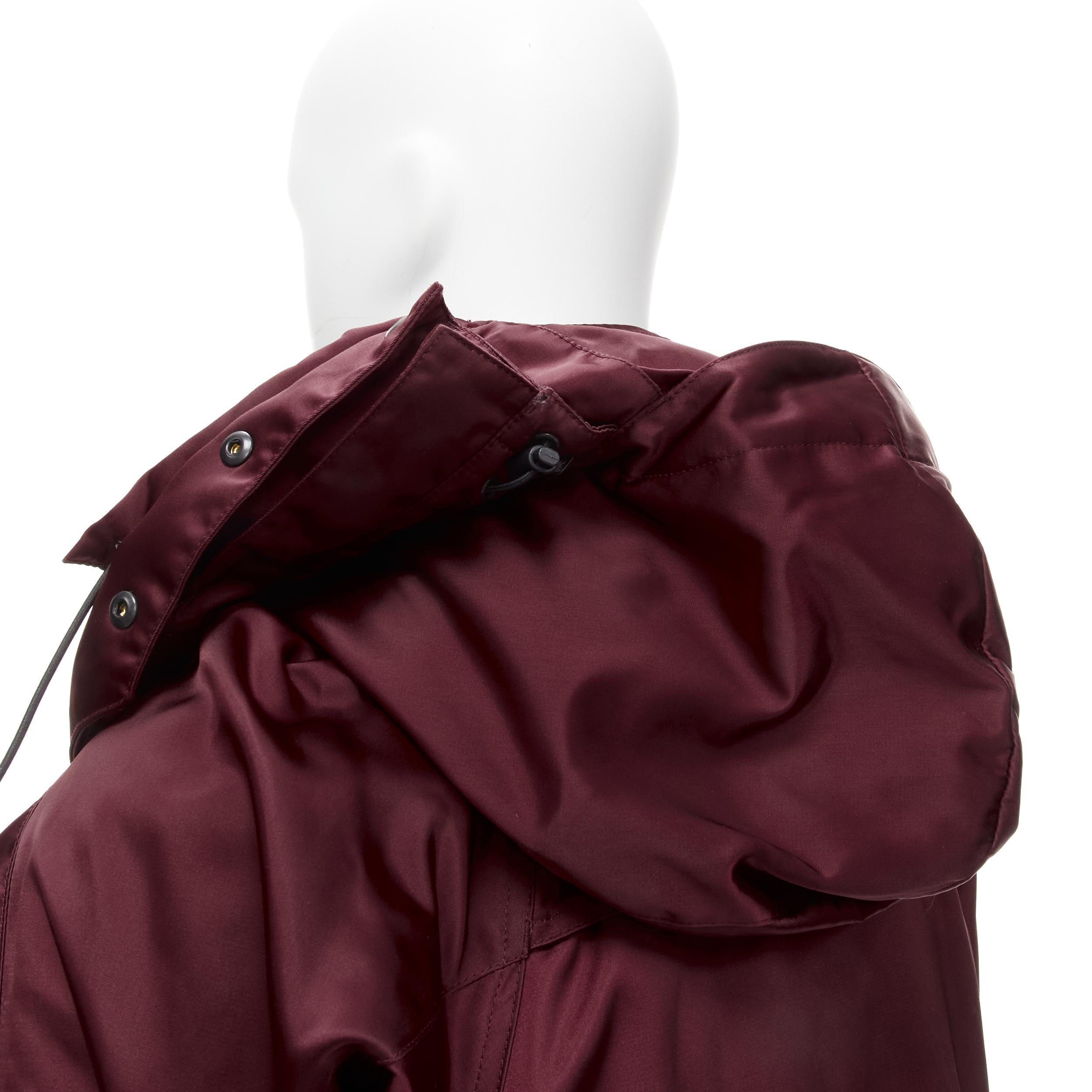 BALENCIAGA Demna burgundy red oversized hooded quilted ski jacket coat For Sale 3