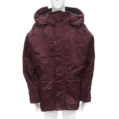 BALENCIAGA Demna rosso bordeaux con cappuccio trapuntato cappotto da sci