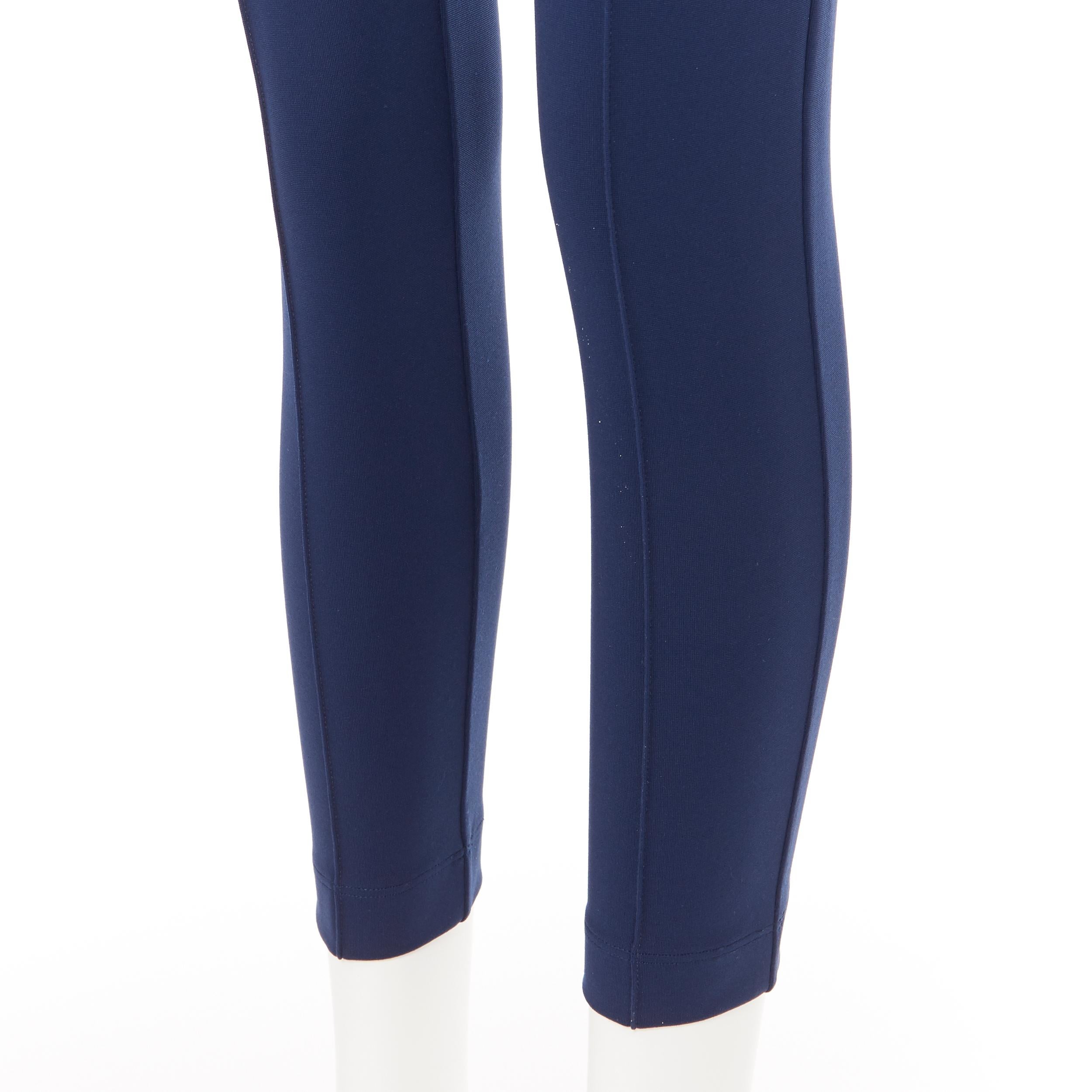 Women's BALENCIAGA DEMNA dark blue front seam logo band dual szip legging pants FR34