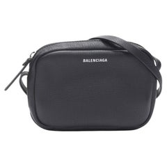 BALENCIAGA Demna Everyday Camera XS black leather logo print crossbody bag