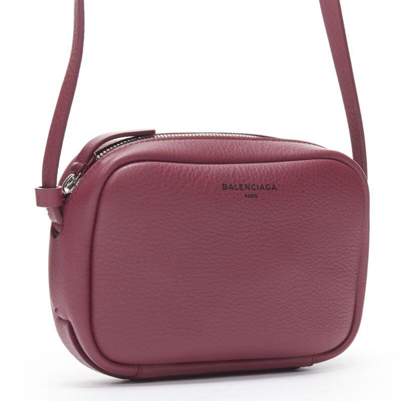 Red BALENCIAGA Demna Everyday Camera XS burgundy red logo camera crossbody bag For Sale