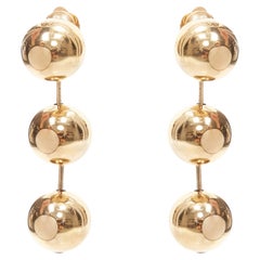 BALENCIAGA Demna gold metal triple balls drop earrings Pair