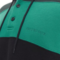 BALENCIAGA Demna green black striped patchwork checked hoodie sweater M