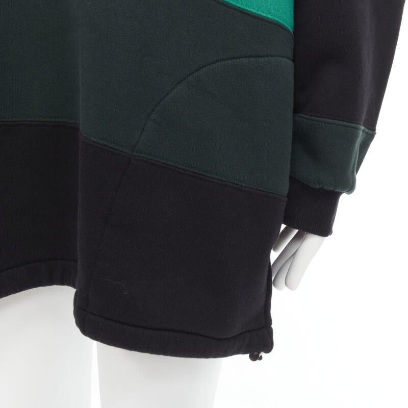 BALENCIAGA Demna green black striped patchwork checked hoodie sweater M For Sale 4
