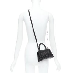 BALENCIAGA Demna Hourglass XS black strass crystal leather crossbody bag