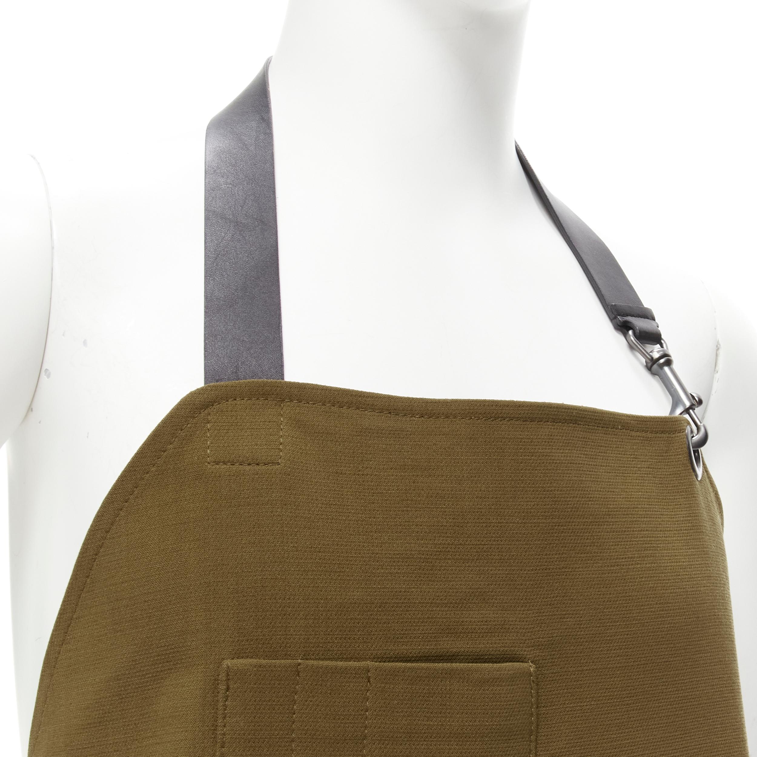 BALENCIAGA Demna khaki brown backless harness leather buckle apron dungaree For Sale 1