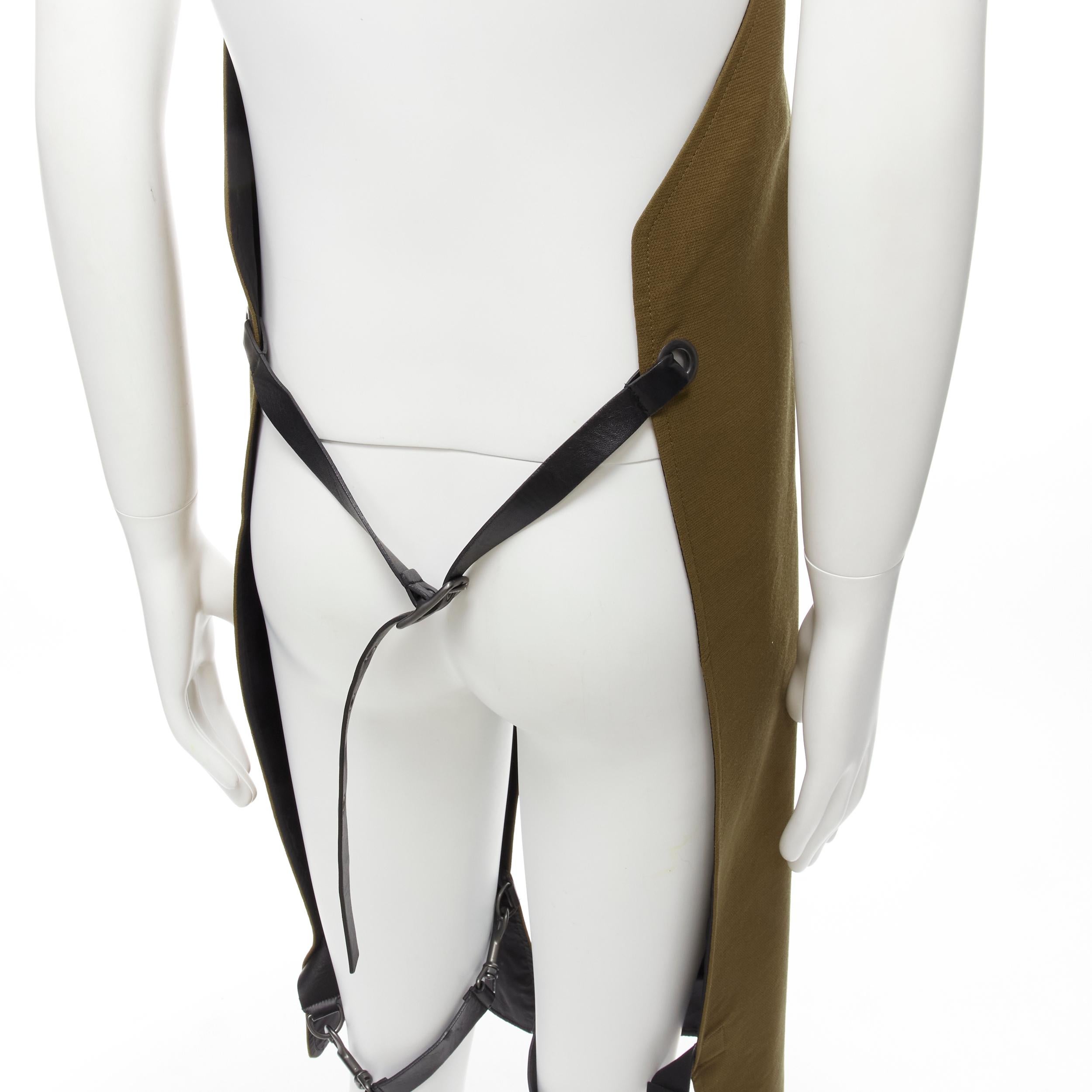 BALENCIAGA Demna khaki brown backless harness leather buckle apron dungaree For Sale 4