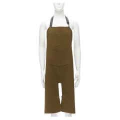 BALENCIAGA Demna khaki brown backless harness leather buckle apron dungaree