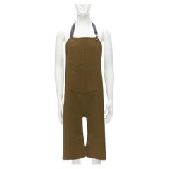 BALENCIAGA Demna khaki brown backless harness leather buckle apron dungaree