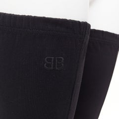 BALENCIAGA Demna Knife black crepe jersey BB embroidered thigh high boots EU38