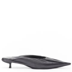 BALENCIAGA Demna Knife black leather wrapped point toe kitten heel mule EU37