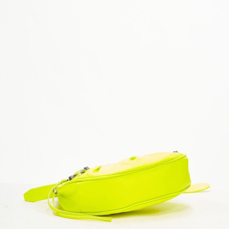 BALENCIAGA DEMNA LE Cagole XS neon yellow silver stud crossbody Motocross bag For Sale 1