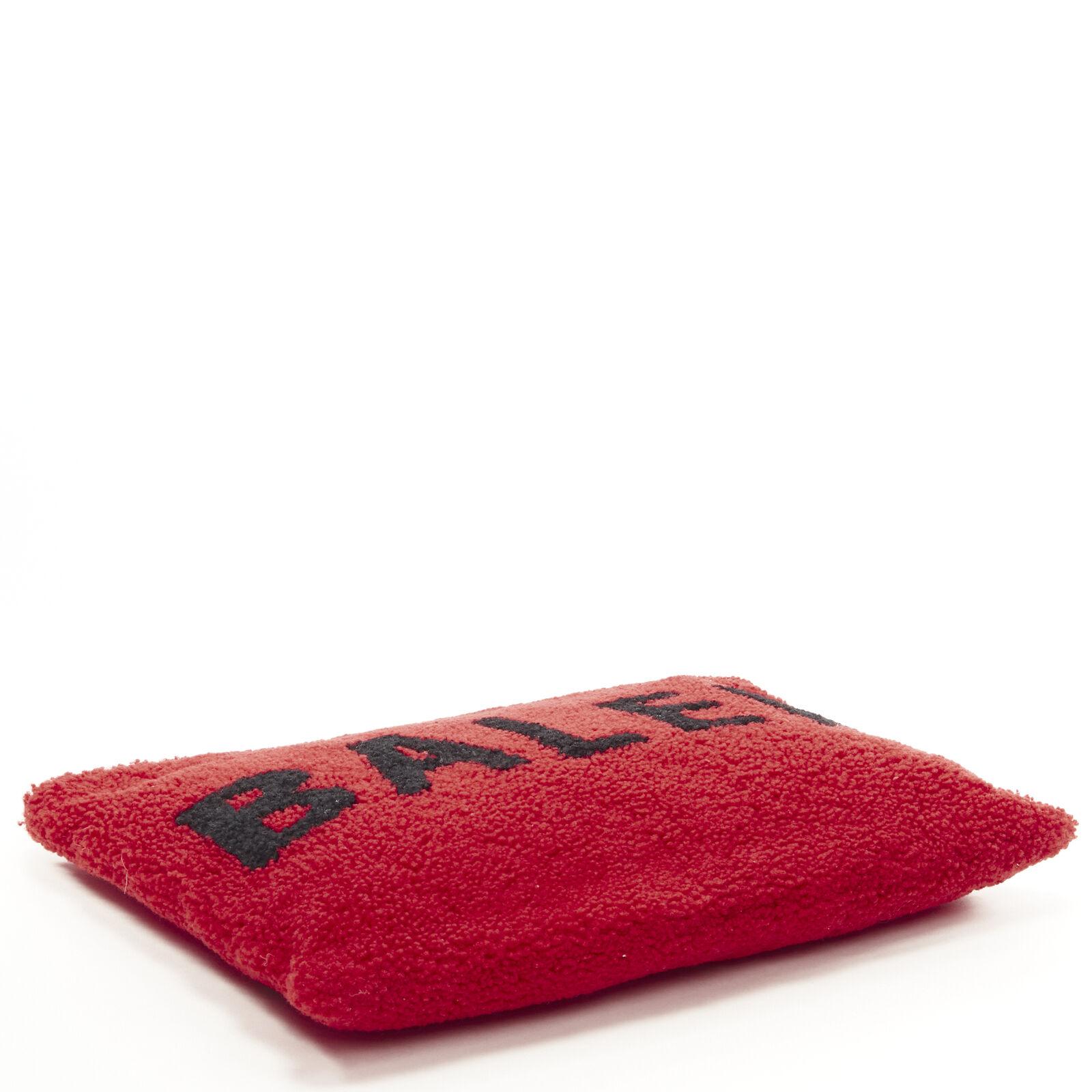 Women's BALENCIAGA Demna logo red black dyed merino lamb shearling zip clutch bag For Sale