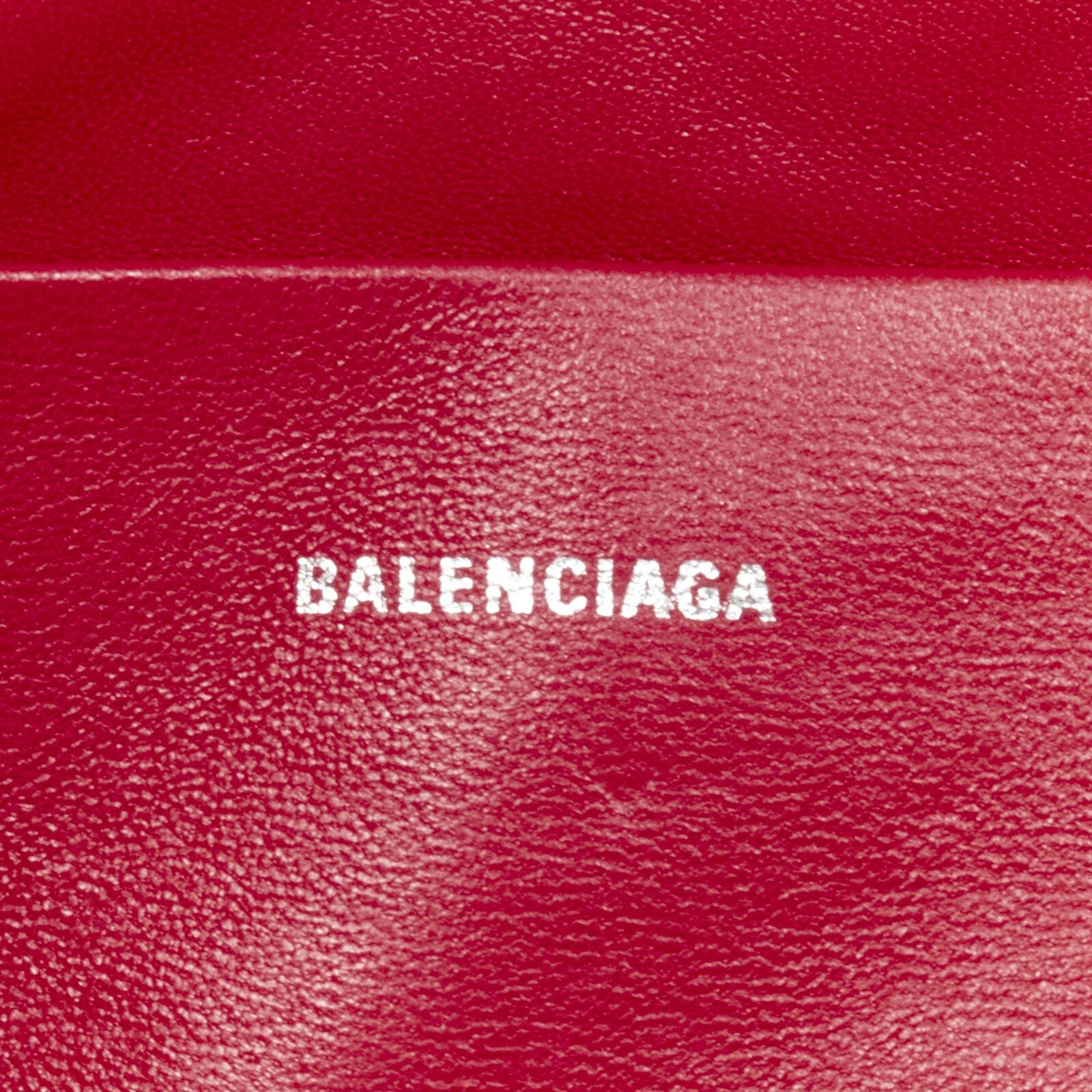 BALENCIAGA Demna logo red black dyed merino lamb shearling zip clutch bag For Sale 3