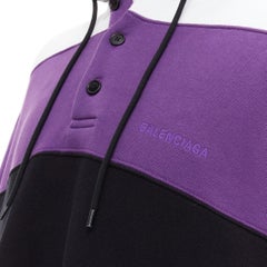 BALENCIAGA Demna purple white black striped patchwork oversized hoodie L
