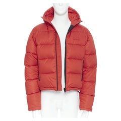 BALENCIAGA DEMNA red nylon logo cropped zip down puffer jacket EU48 M