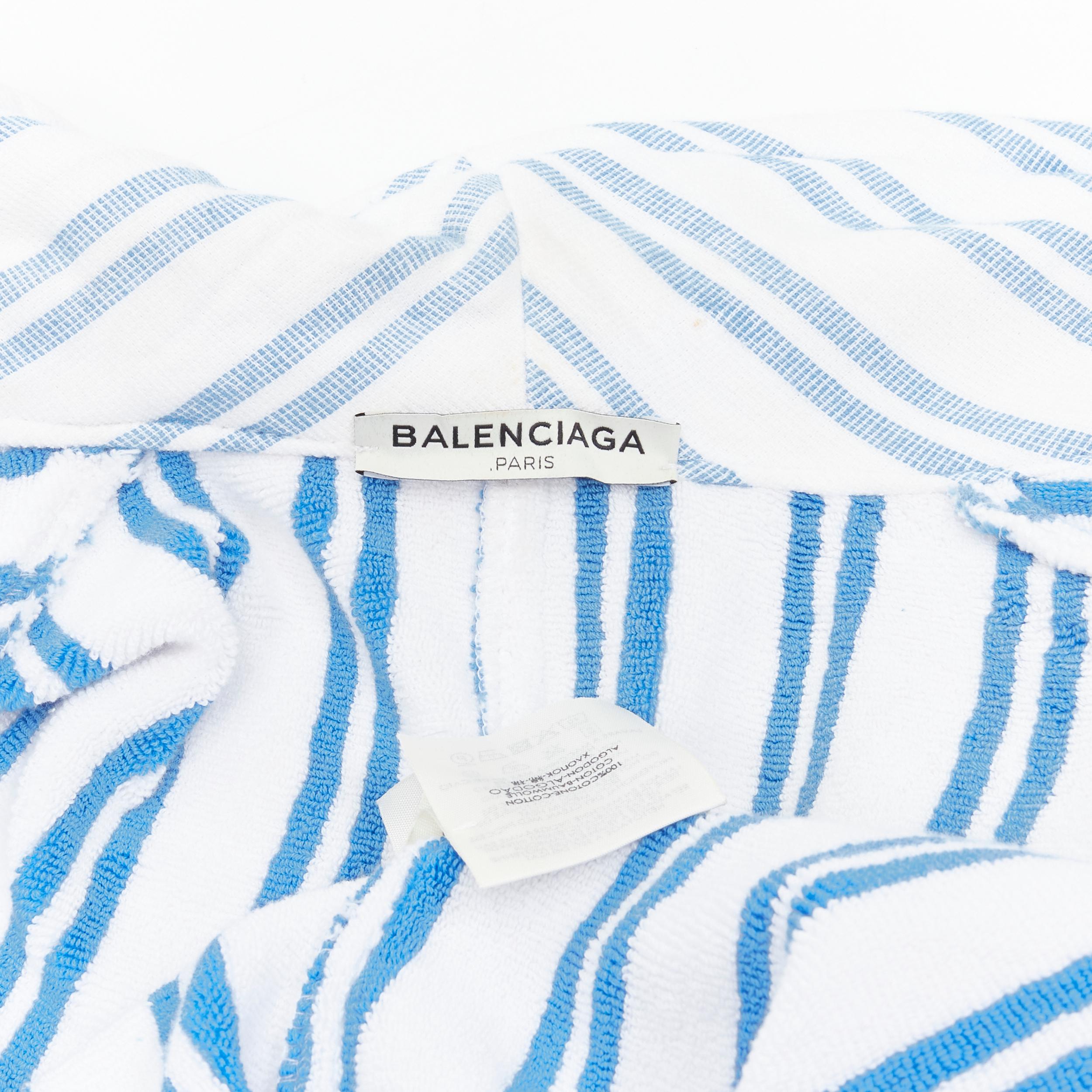 BALENCIAGA Demna Resort blue white striped belted bathrobe coat FR42 L Rihanna 6