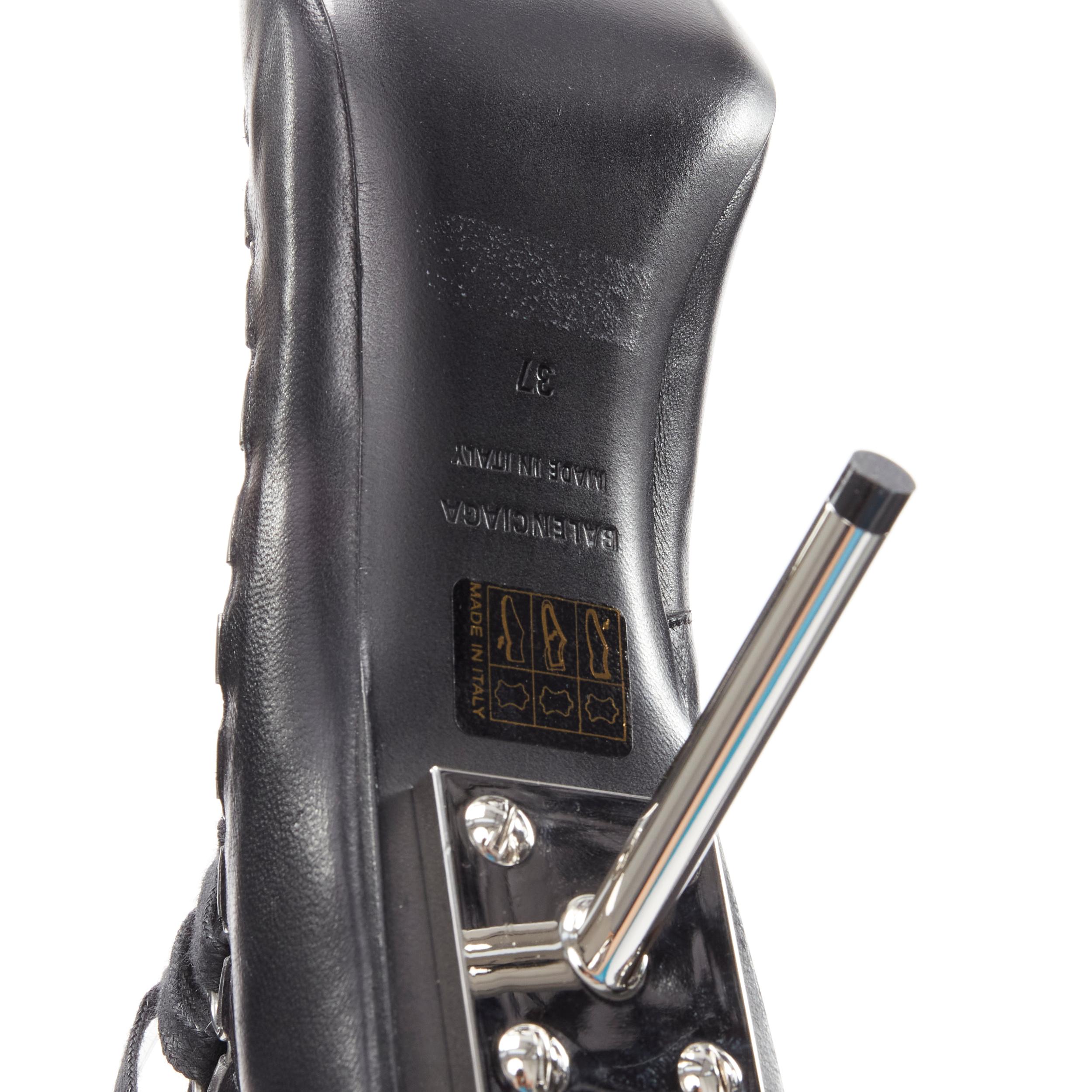 BALENCIAGA Demna Runway Corset 80 black leather silver metal lace up bootie EU37 6