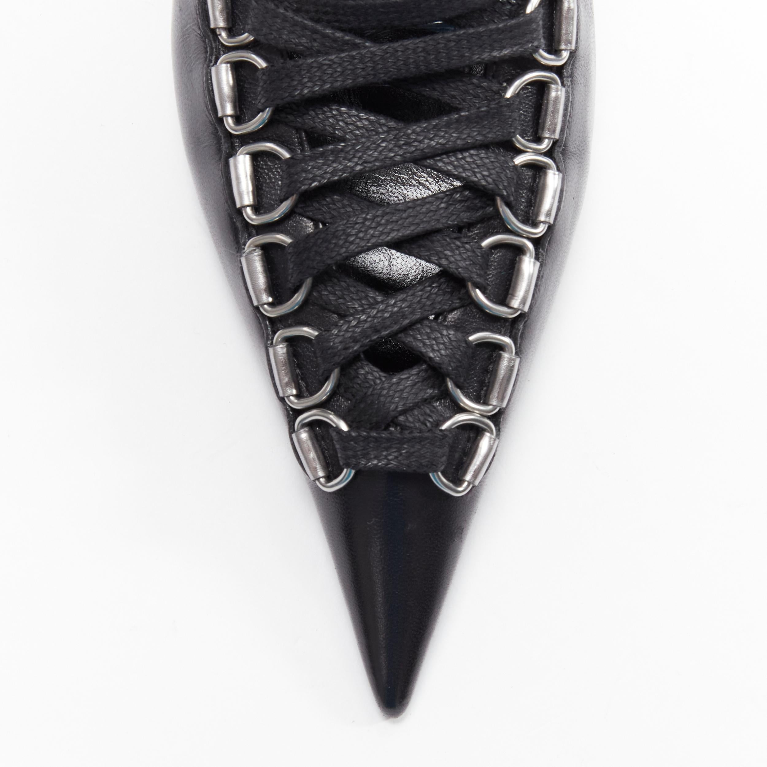 BALENCIAGA Demna Runway Corset 80 black leather silver metal lace up bootie EU37 2