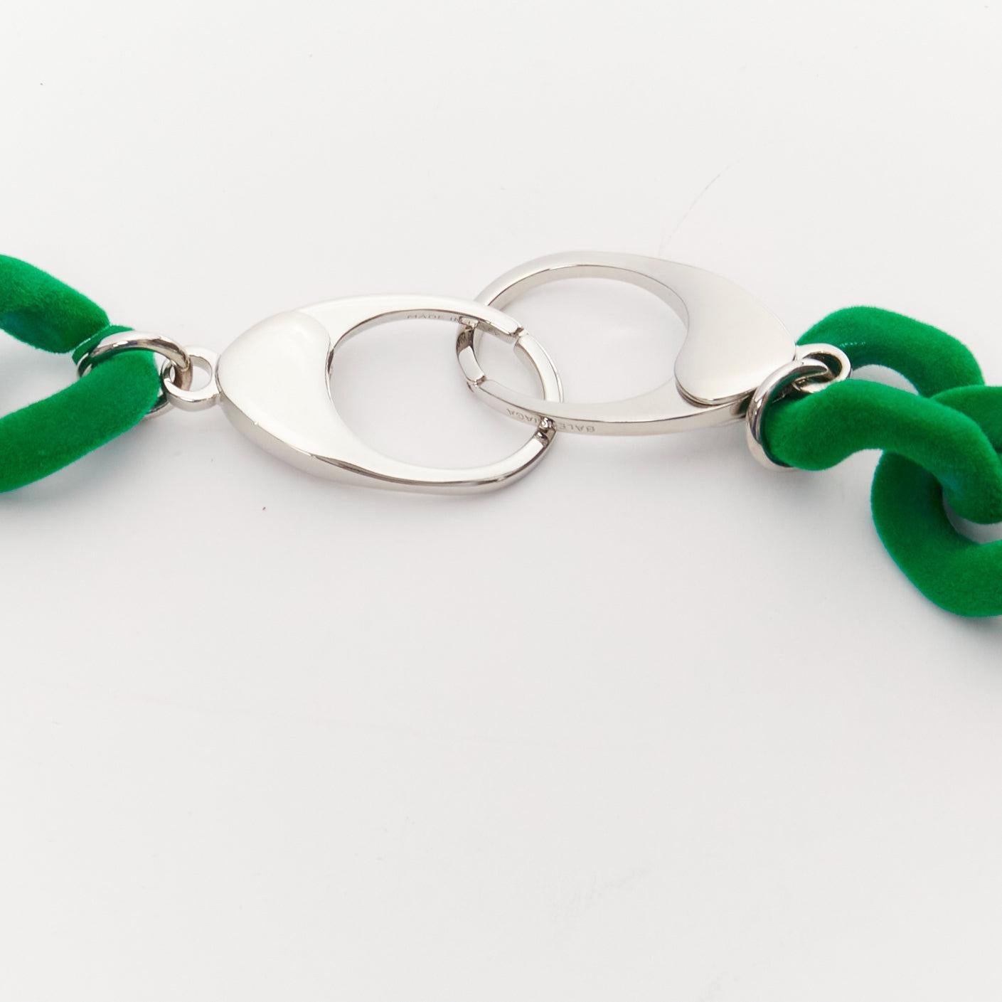 Women's BALENCIAGA Demna Runway green velvet oversized curb chain glasses chain For Sale