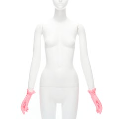 BALENCIAGA Demna gants courts en lycra rose brillant à volants