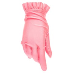 BALENCIAGA Demna shiny pink lycra ruffle edge short gloves