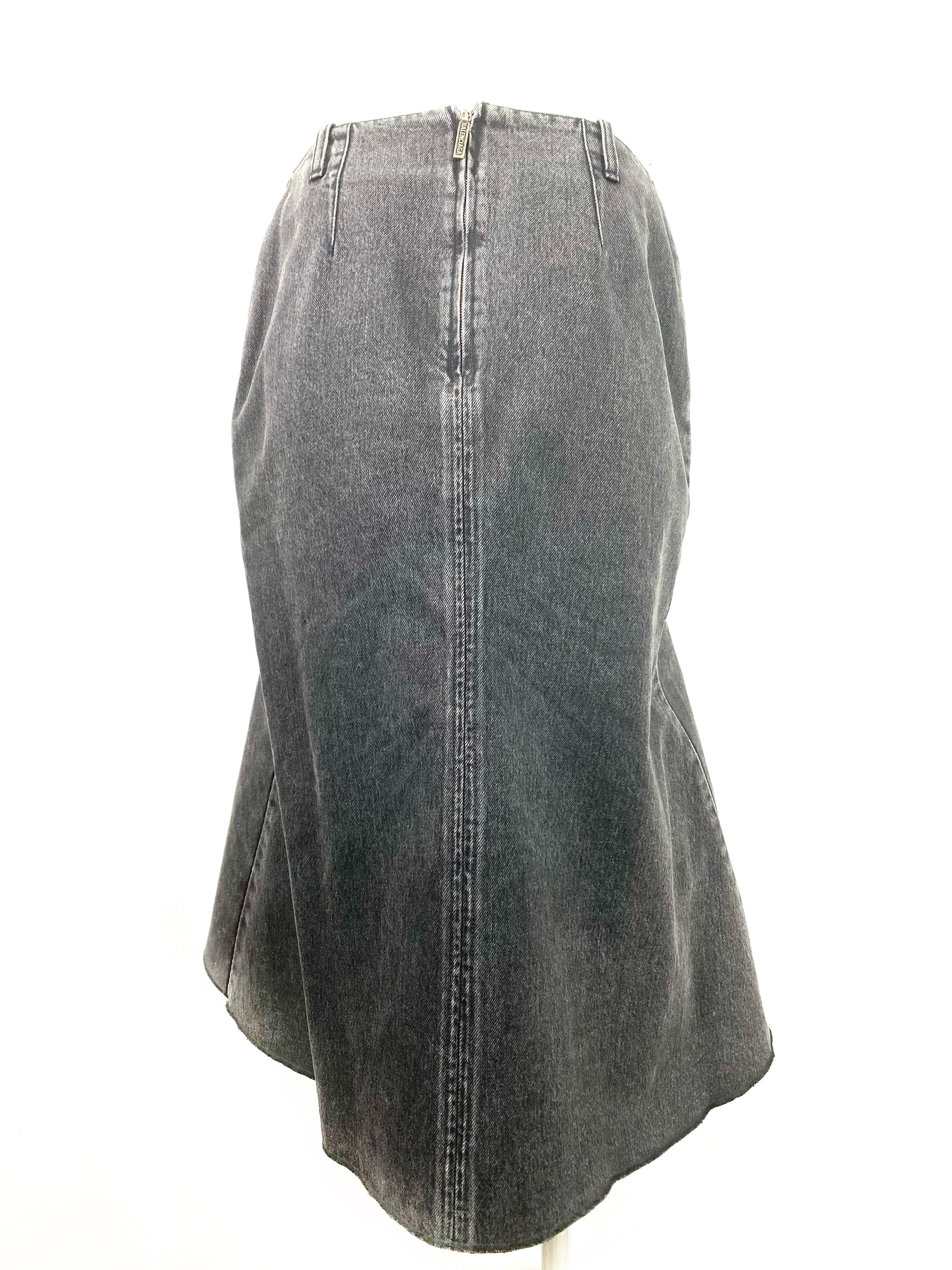 Women's Balenciaga Denim Flare Skirt, Size 42