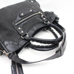 Balenciaga Denim The City 2way 865597 Black Canvas Shoulder Bag