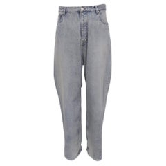 Balenciaga Distressed Straight-Leg Jeans in Light Blue Cotton