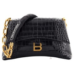 Balenciaga Downtown S Chain-Handle Shoulder Bag Crocodile Embossed Leather Small