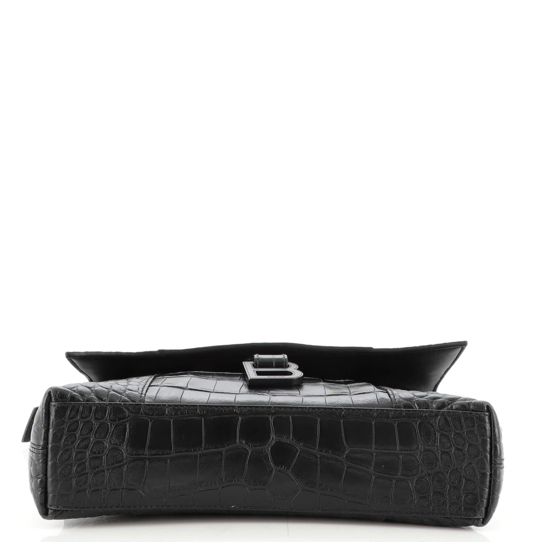 Balenciaga Downtown Soft Hourglass Shoulder Bag Crocodile ...