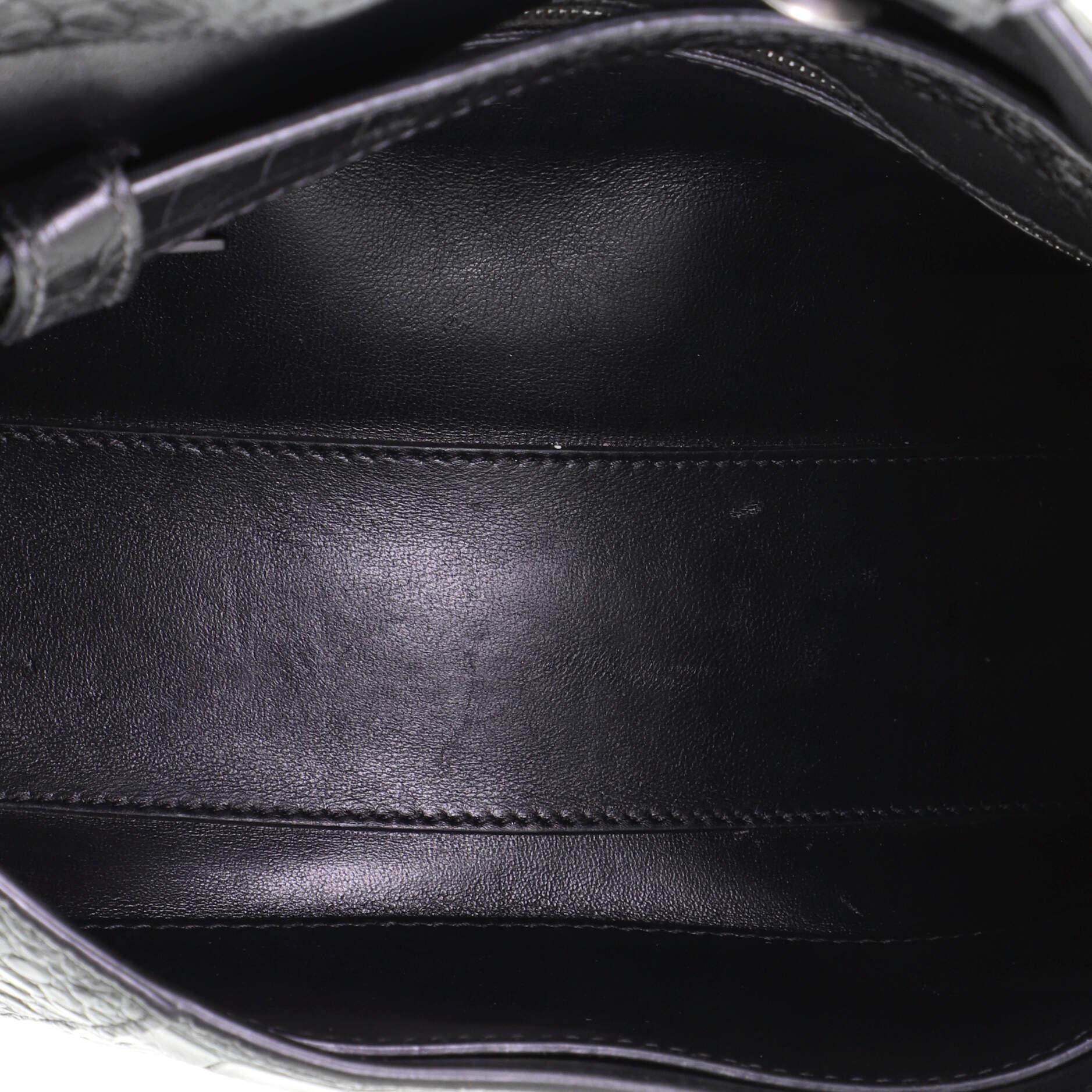 Balenciaga Downtown Soft Hourglass Shoulder Bag Crocodile Embossed Leathe