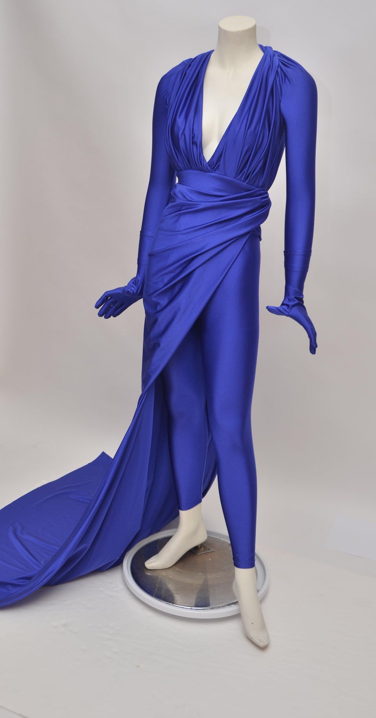 Balenciaga Dress With Gloves And Leggings Seen On Kim Kardashian at 1stDibs  | balenciaga glove dress, balenciaga blue dress kim kardashian, kim  kardashian blue balenciaga dress
