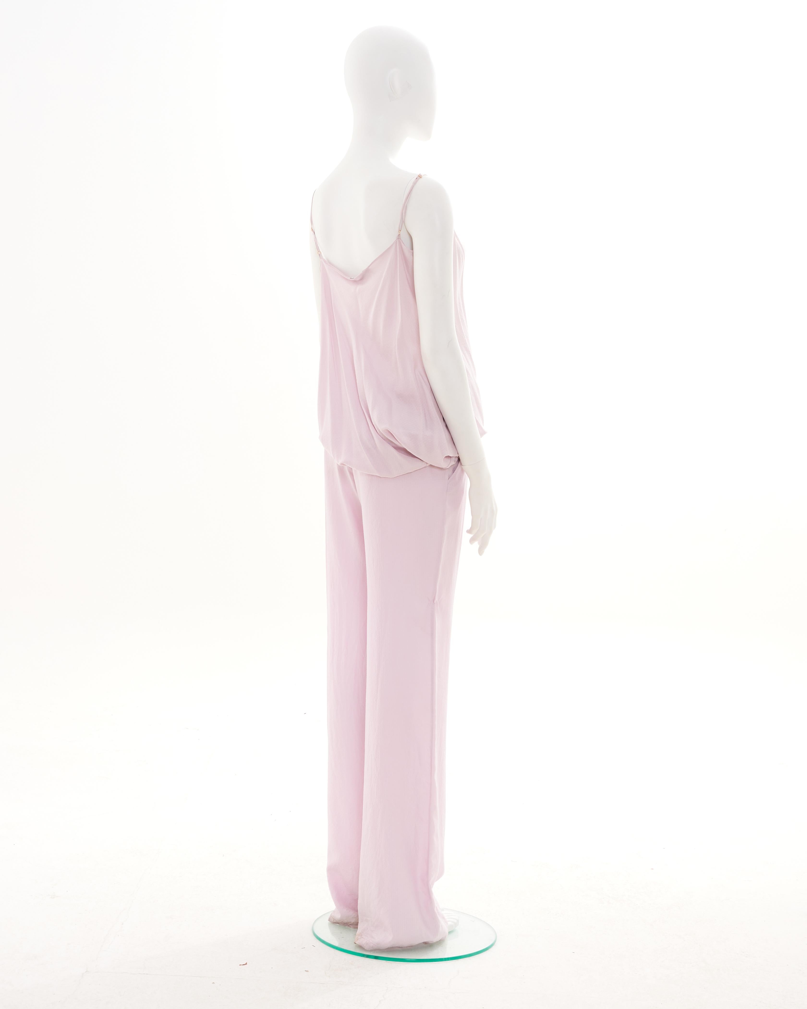 Balenciaga Early 2000s Pink Silk Set Top and Pants In Excellent Condition For Sale In Milano, IT