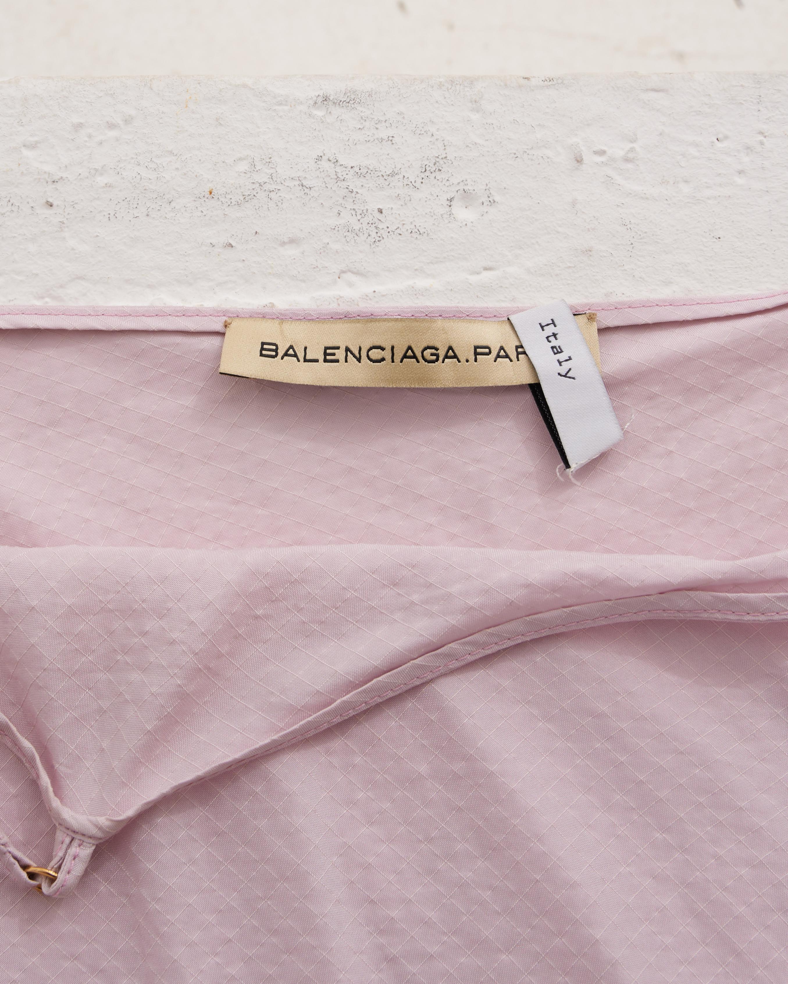 Balenciaga Early 2000s Pink Silk Set Top and Pants For Sale 4
