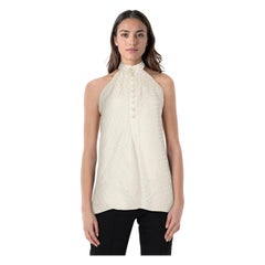 Balenciaga Ecru Silk Polkadot Sleeveless Top Size L