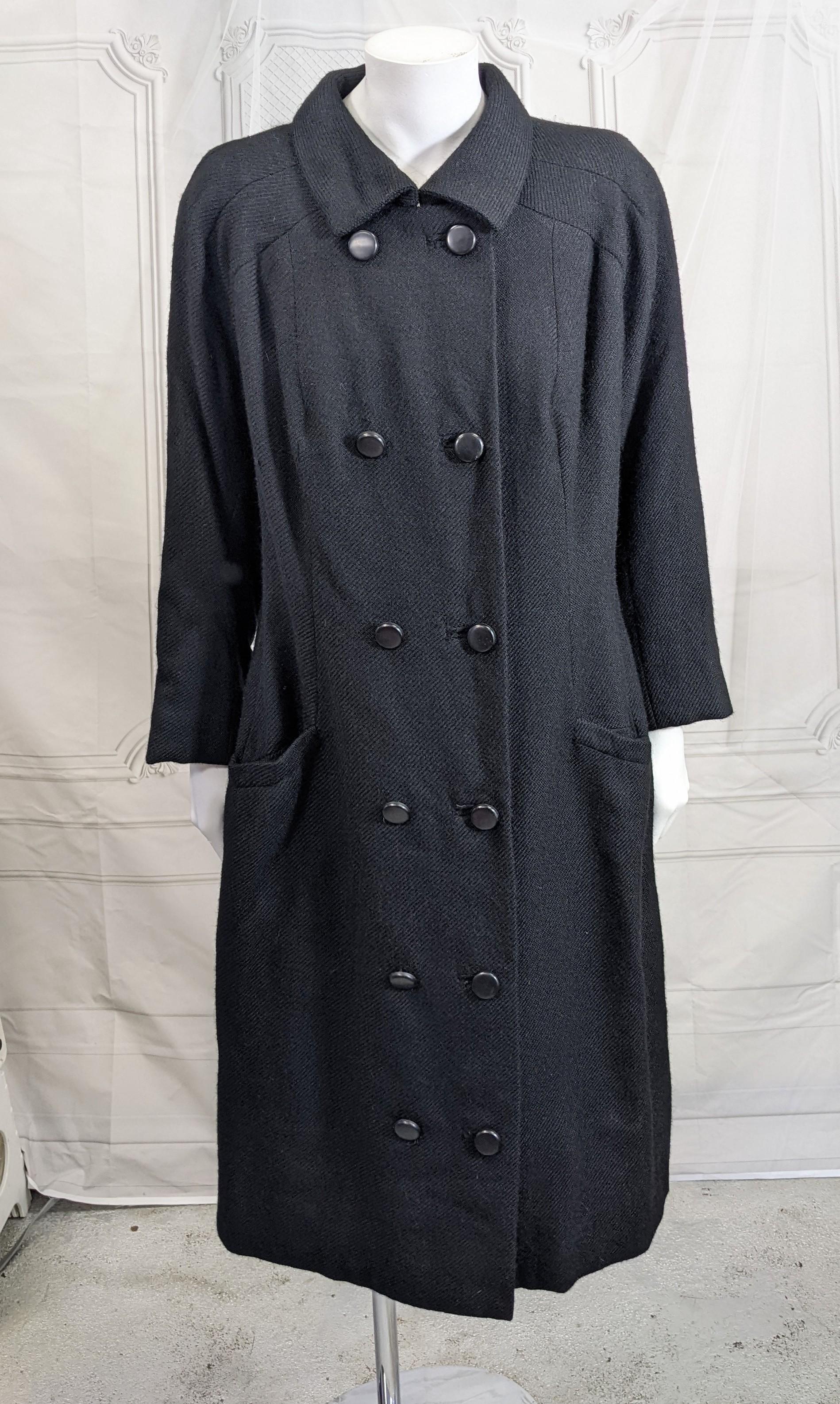 Noir Manteau croisé Balenciaga Eisa, collection de l'actrice Susan Hayward   en vente