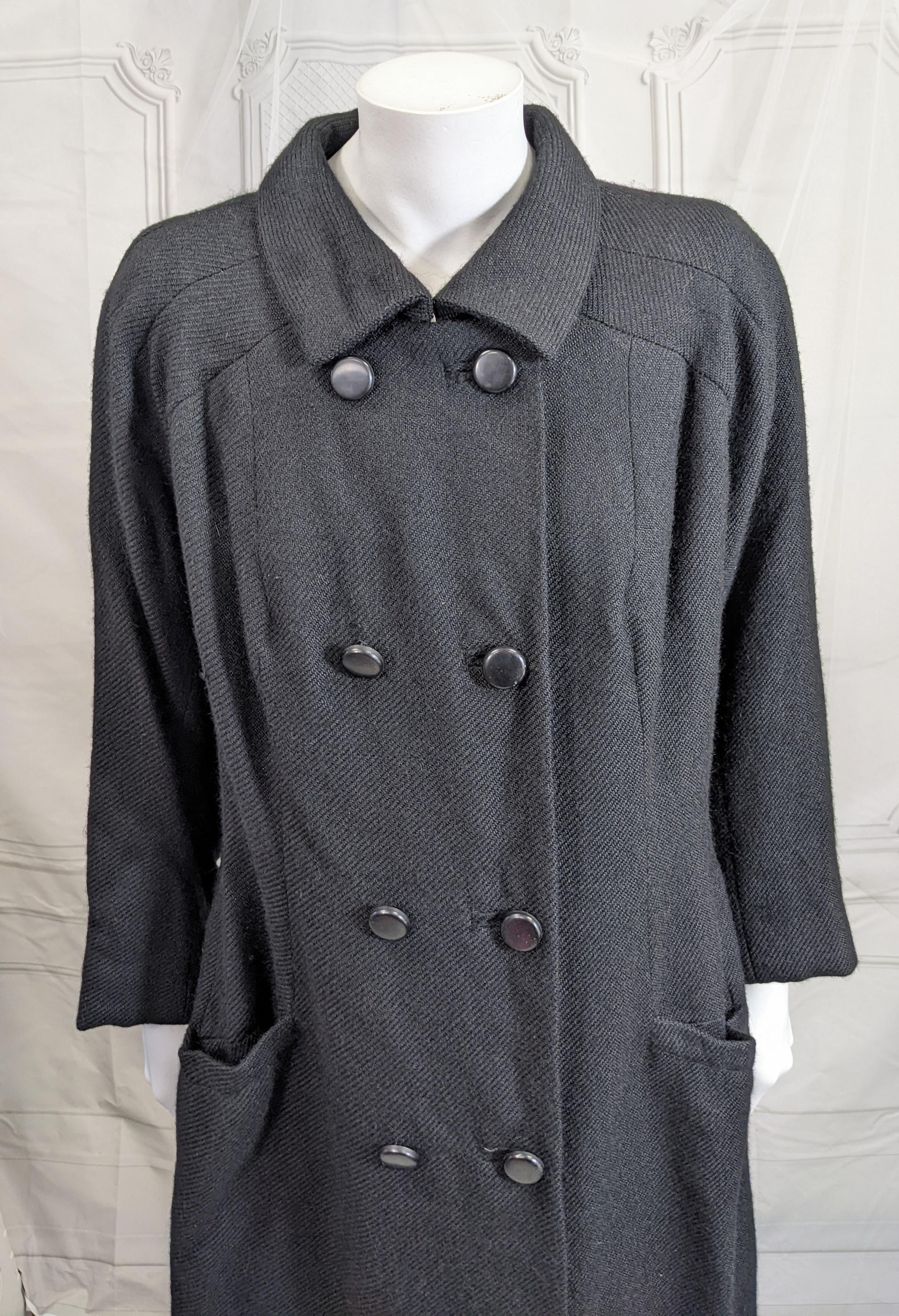 Black Balenciaga Eisa Double Breasted Coat, Collection of Actress Susan Hayward   For Sale