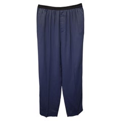 Balenciaga Elastic Trousers in Navy Blue Viscose