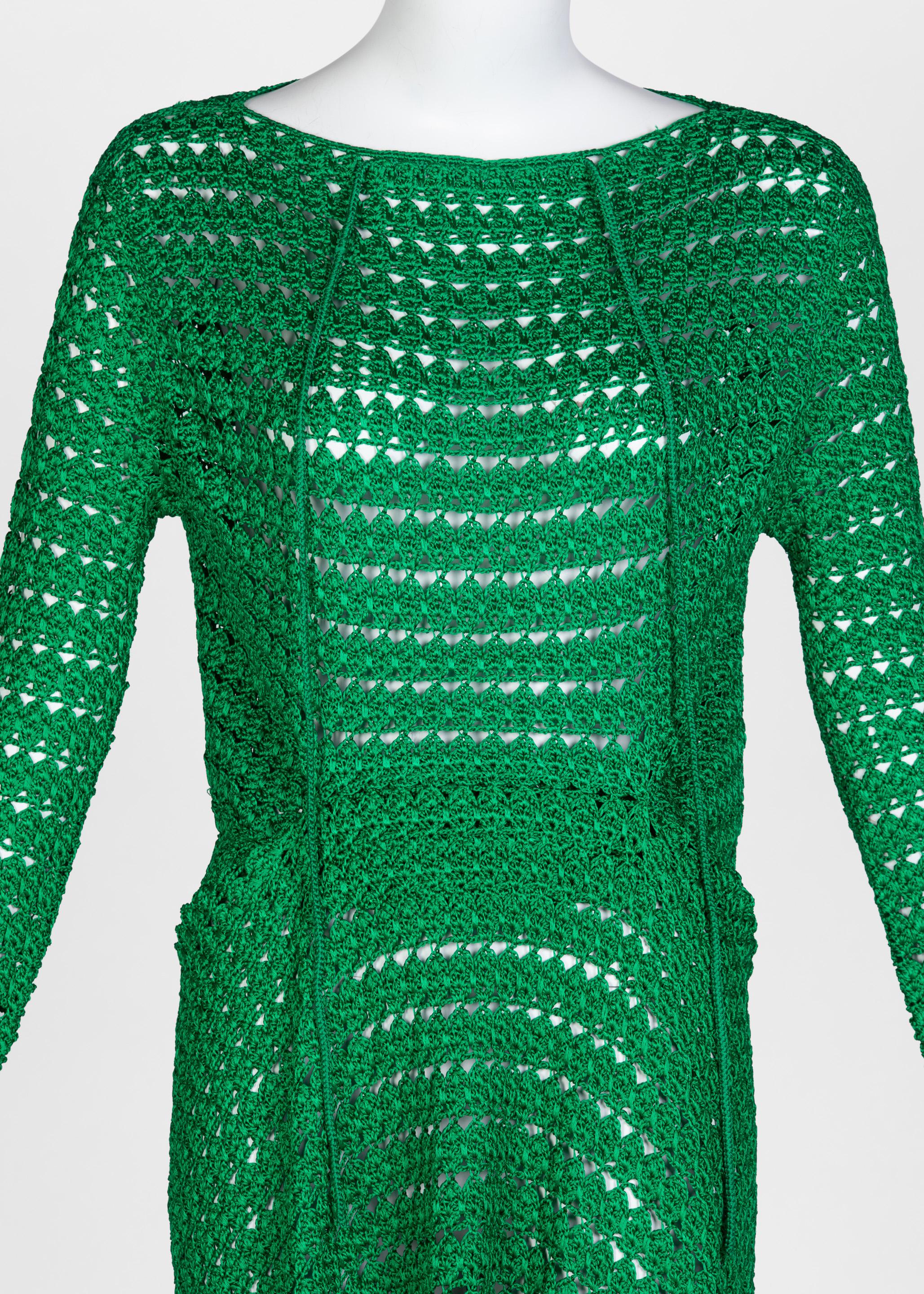 Smaragdgrünes gehäkeltes Kleid von Balenciaga, 2017 Herren im Angebot