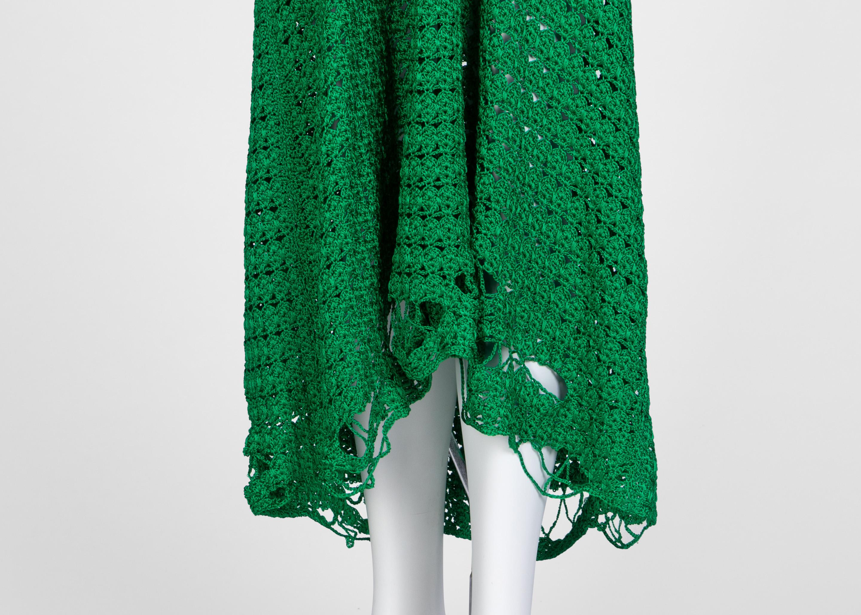 Balenciaga Emerald Green Crochet Dress, 2017 In Excellent Condition For Sale In Boca Raton, FL